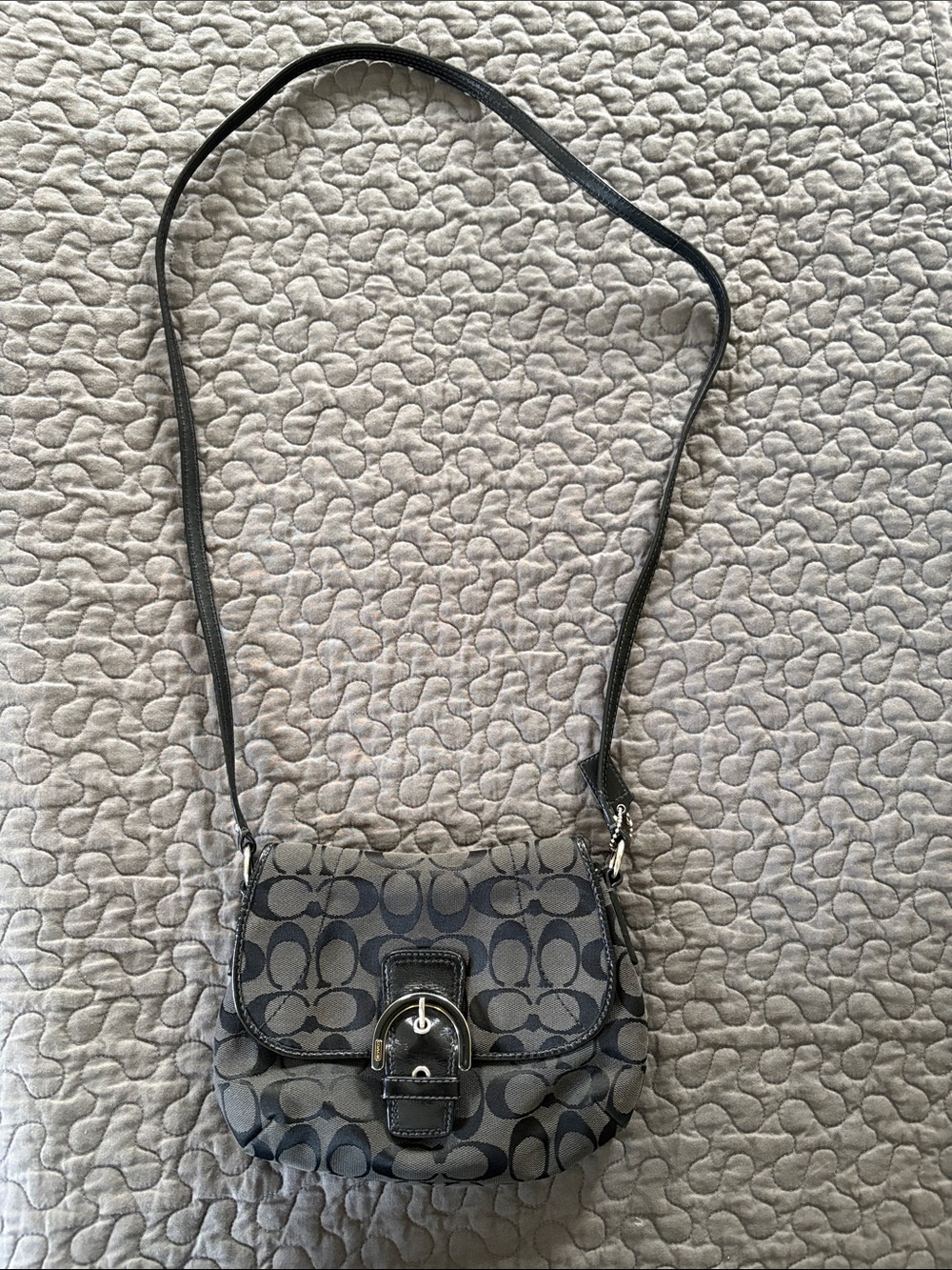 COACH Bag Soho Mini Black Canvas Signature Mini Crossbody Bag